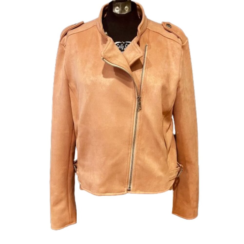 Banana Republic Faux Suede Moto Jacket in Soft Blush, Size L